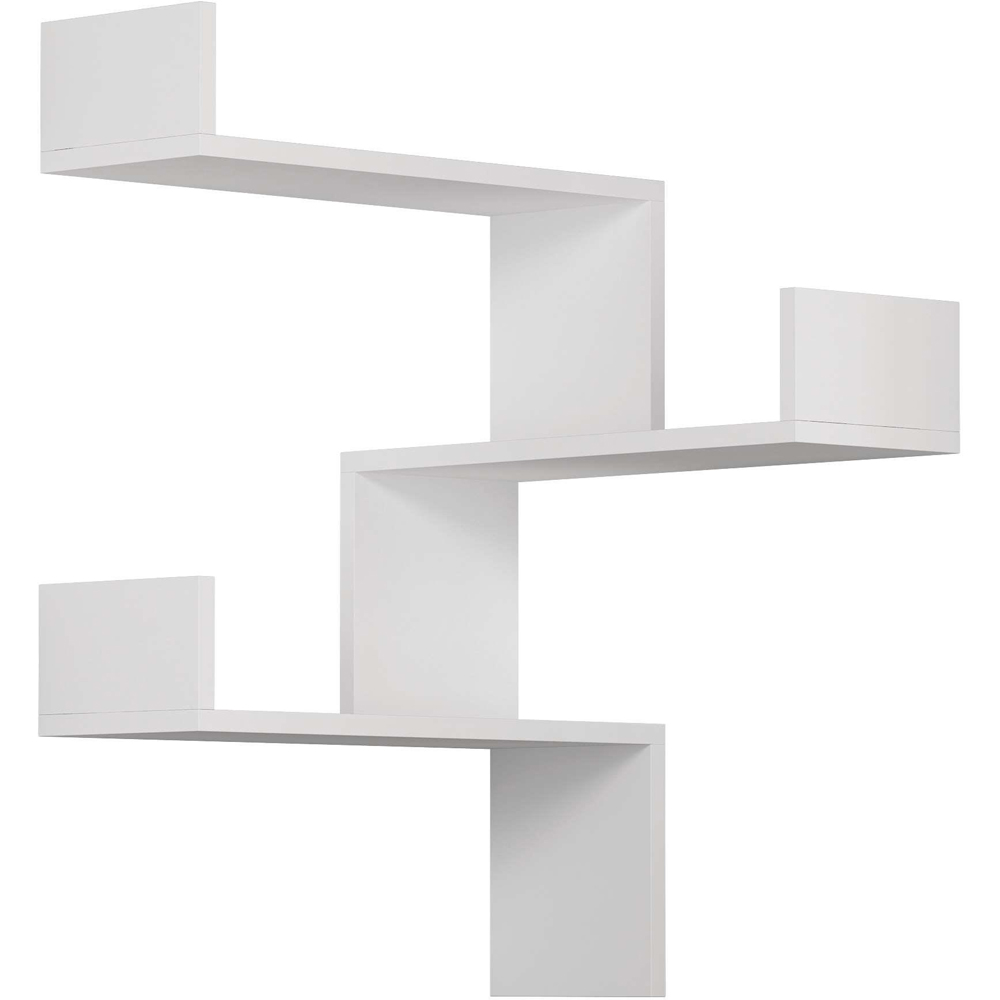 Decortie Luksa 3 Shelf White Corner Wall Mounted Bookcase Image 2