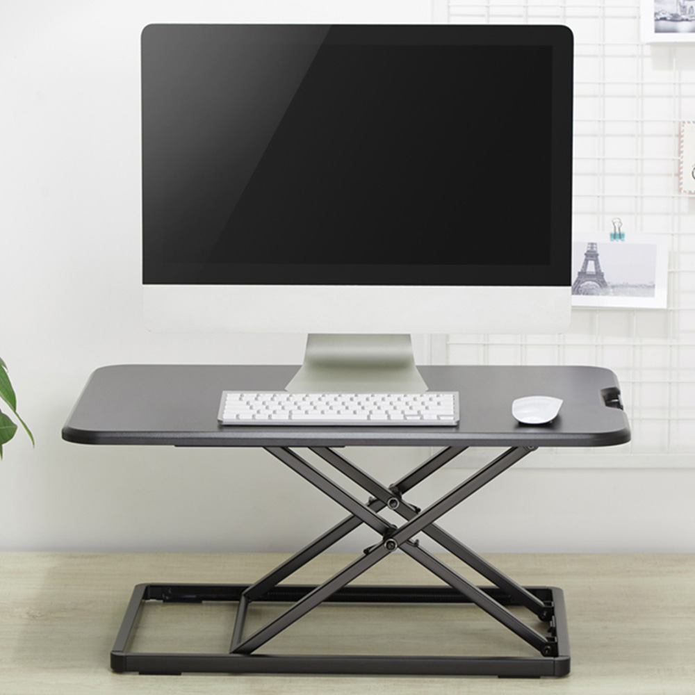 ProperAV Black Slim Sit or Stand Height Adjustable Desk Workstation Image 1