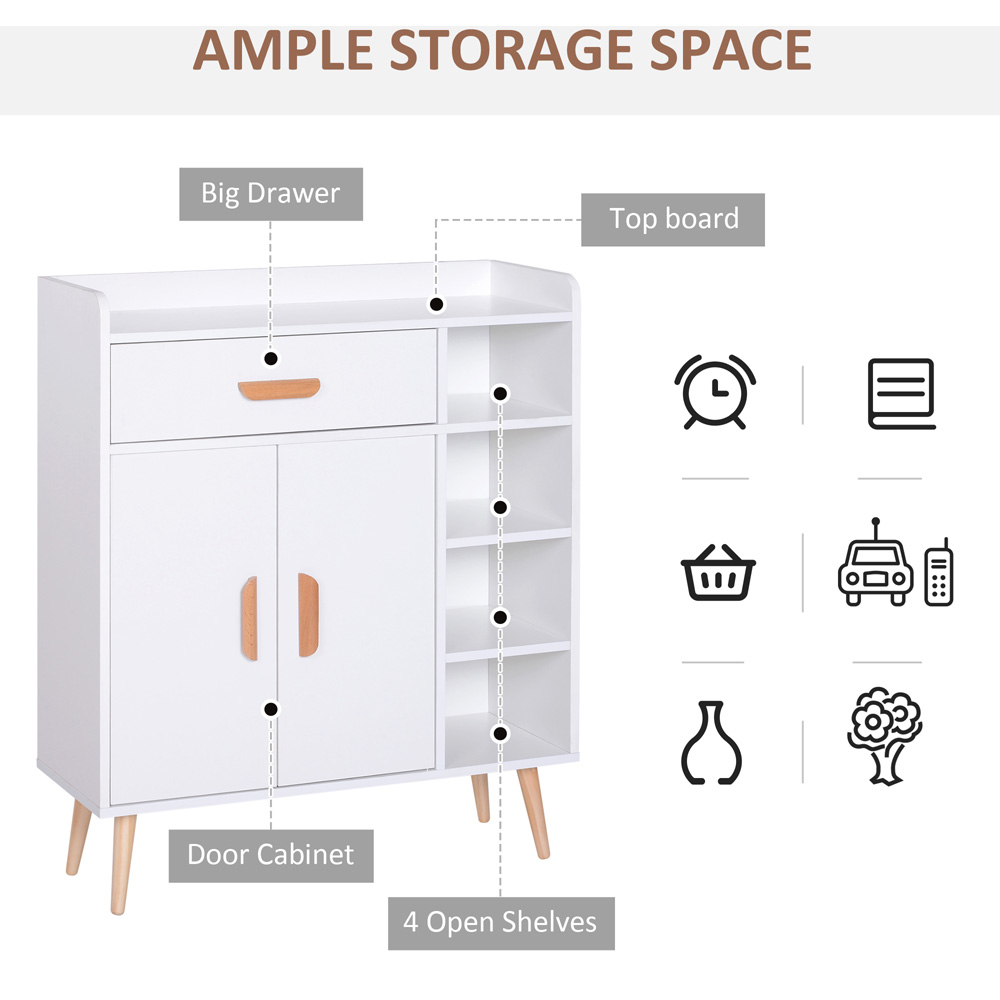 Portland 2 Door Single Drawer White Standing Sideboard Image 4