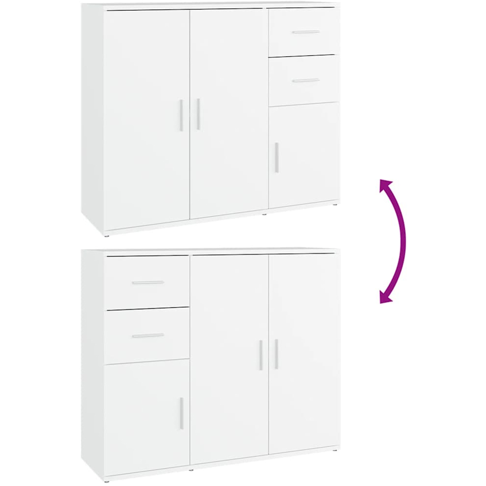 vidaXL 3 Door 2 Drawer White Sideboard Image 7