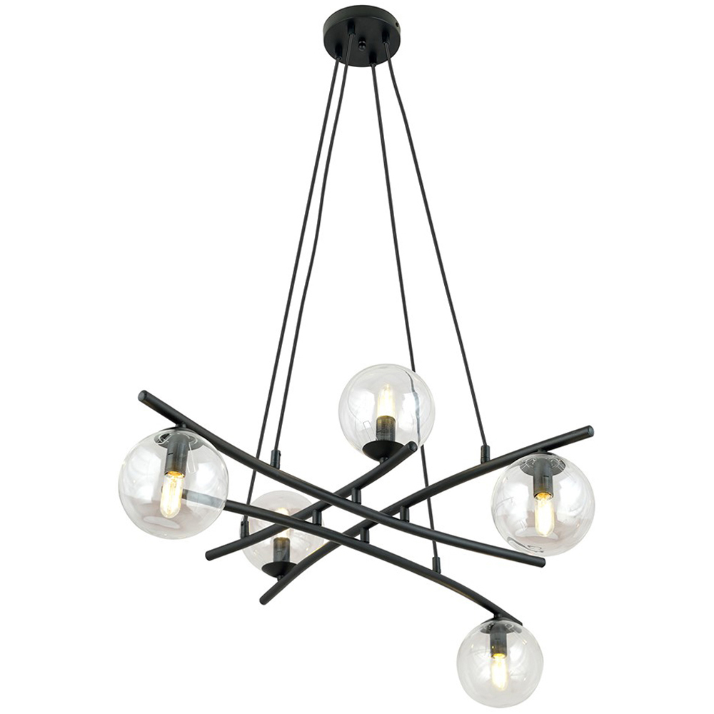 Emibig Essa 5 Light Transparent Shade Black E14 Ceiling Pendant Light Image 3