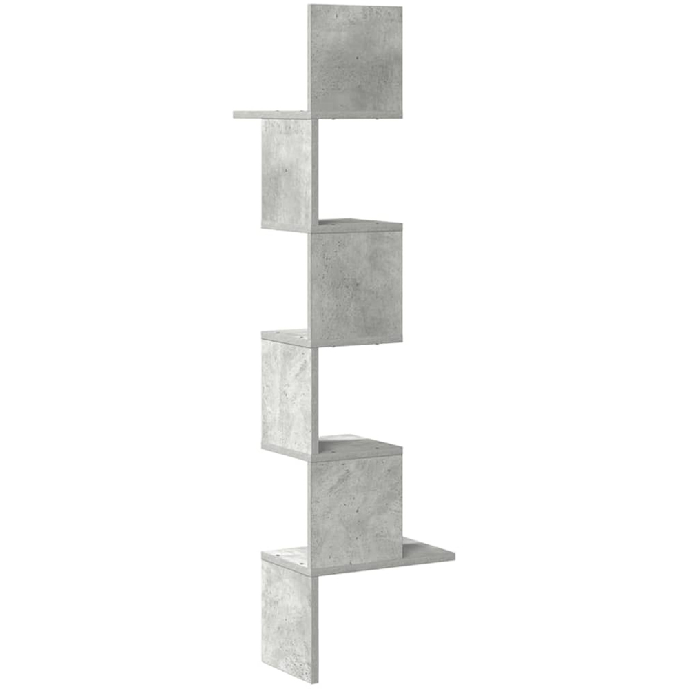 vidaXL 5 Shelf Concrete Grey Floating Corner Wall Shelf Image 5
