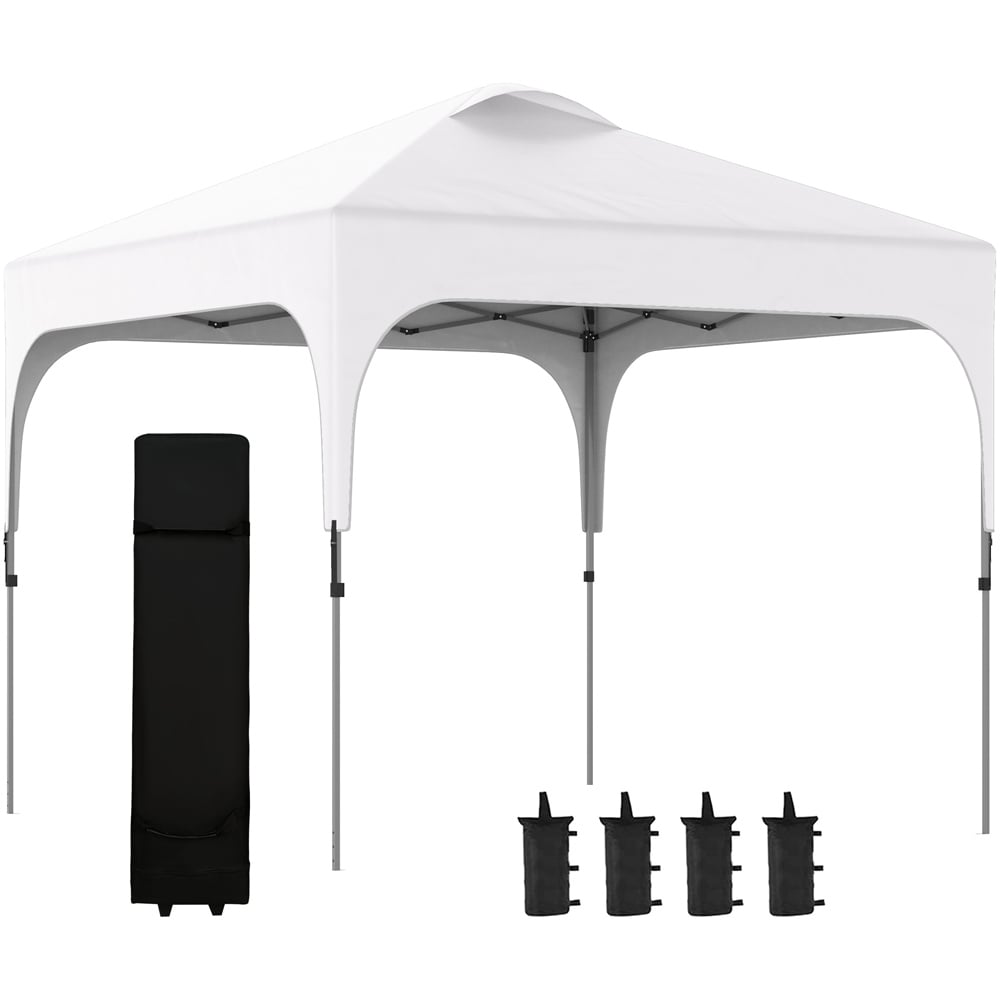 Outsunny 3 x 3m White Pop Up Gazebo with Wheeled Carry Bag and 4 Weight Bag Image 2