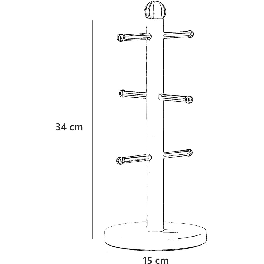 Innoteck Essentials Grey Stainless Steel Mug Tree with 6 Cup Holder Image 5