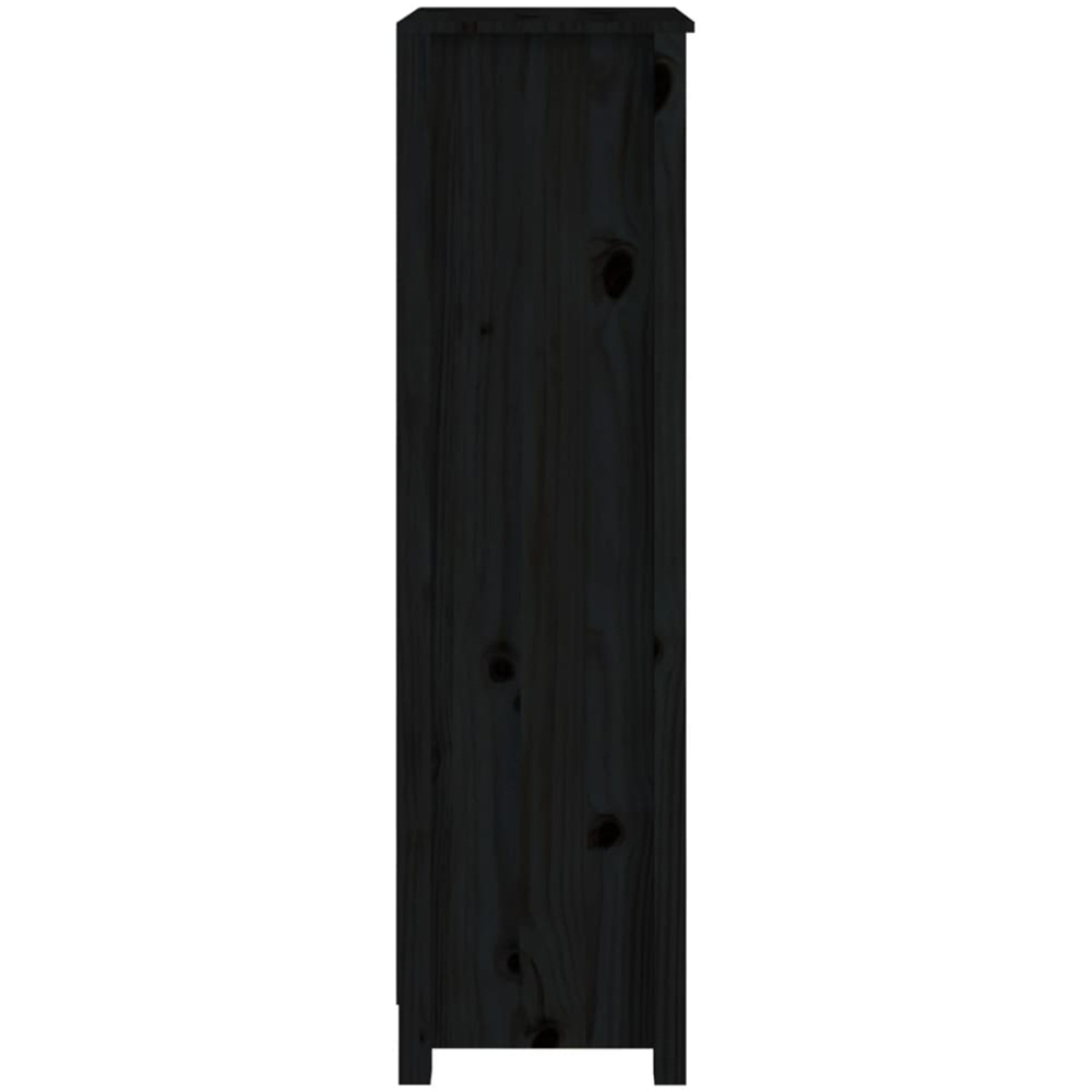 vidaXL 4 Shelf Black Solid Pine Wood Bookcase Image 5