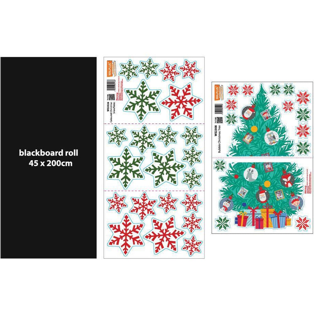 Walplus Colourful Snowflakes and Christmas Tree Self Adhesive Blackboard Wall Sticker 31 Piece Image 4