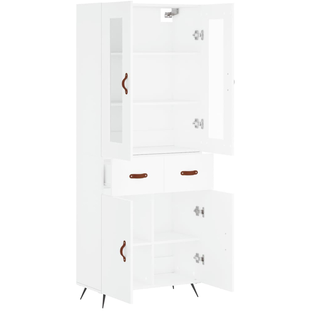 vidaXL 4 Door 2 Drawer White Glass Highboard Image 4