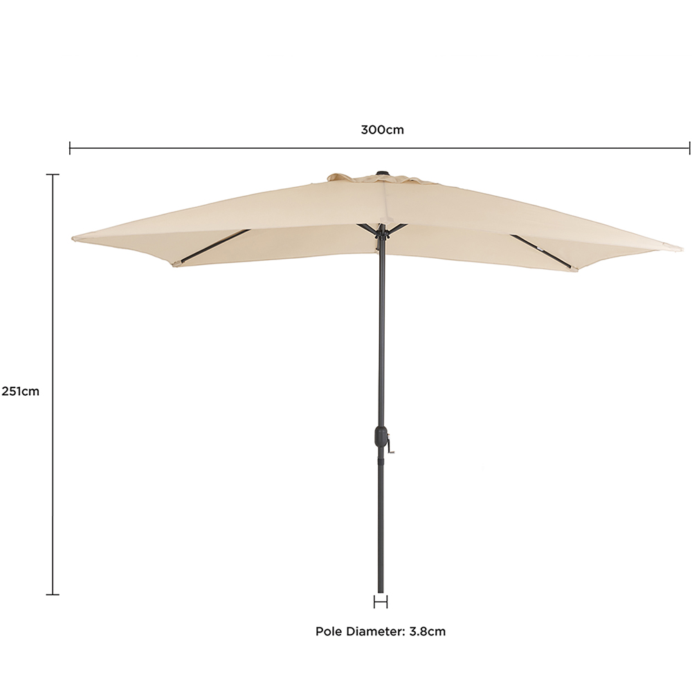 Charles Bentley Beige Rectangle Crank Parasol 3m Image 7