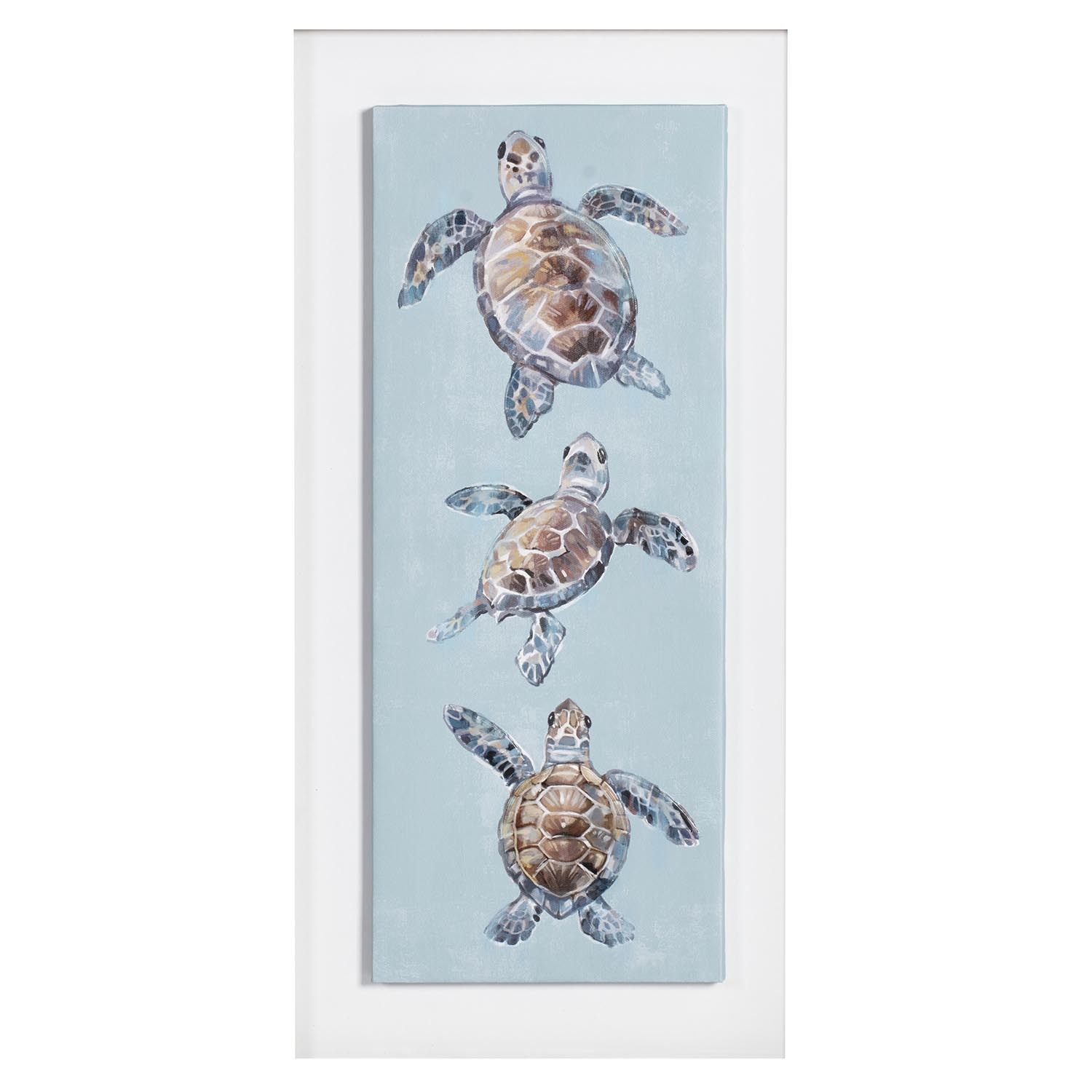 Swimming Turtles Framed Canvas Art - Blue Image