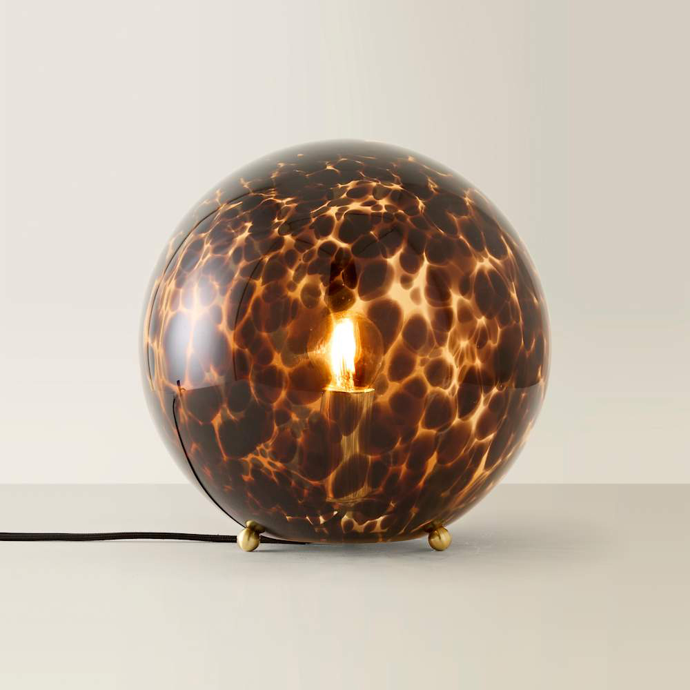 ValueLights Chiara Leopard Print Glass Globe Table Lamp with Bulb Image 3