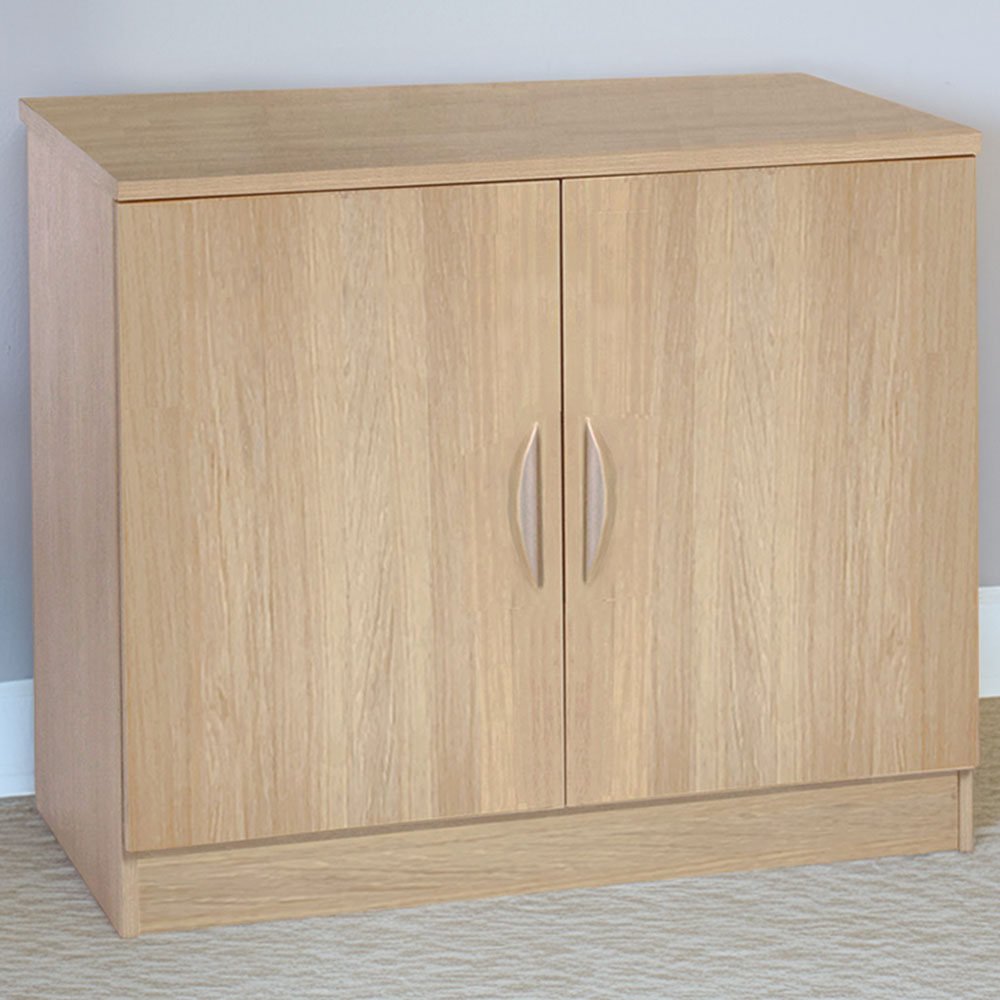R White Cabinets 2 Door Brown Desk Height Wide Cupboard Image 1