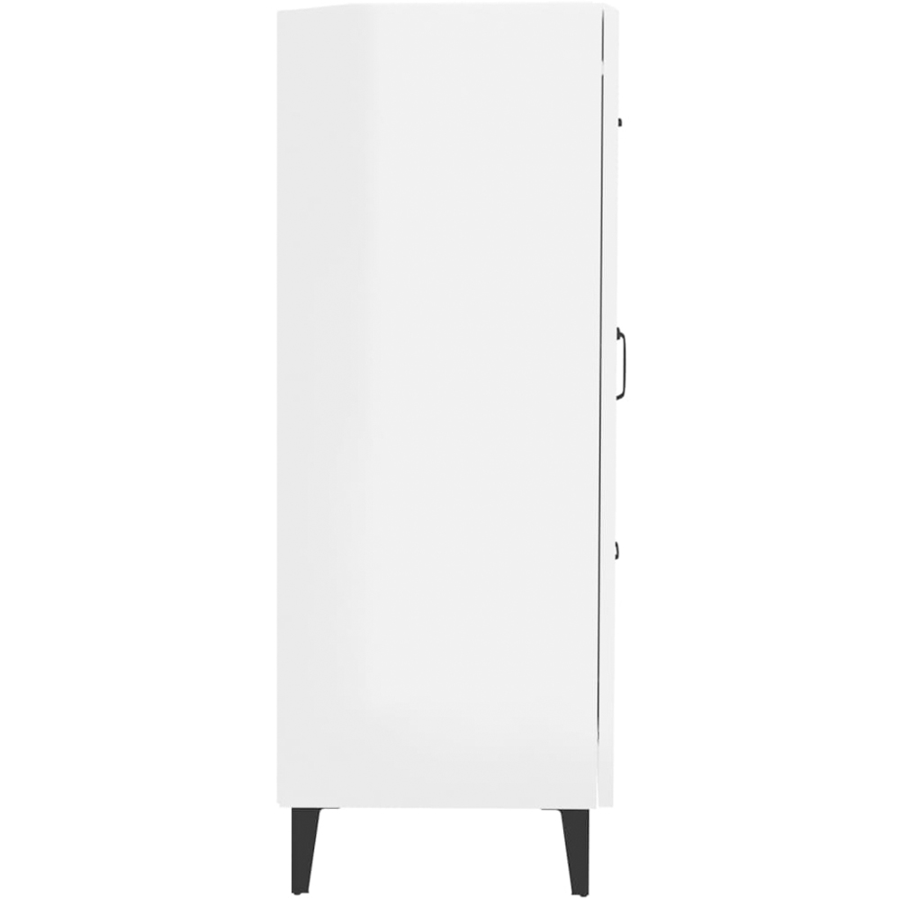 vidaXL Single Door 3 Drawer High Gloss White Sideboard Image 6