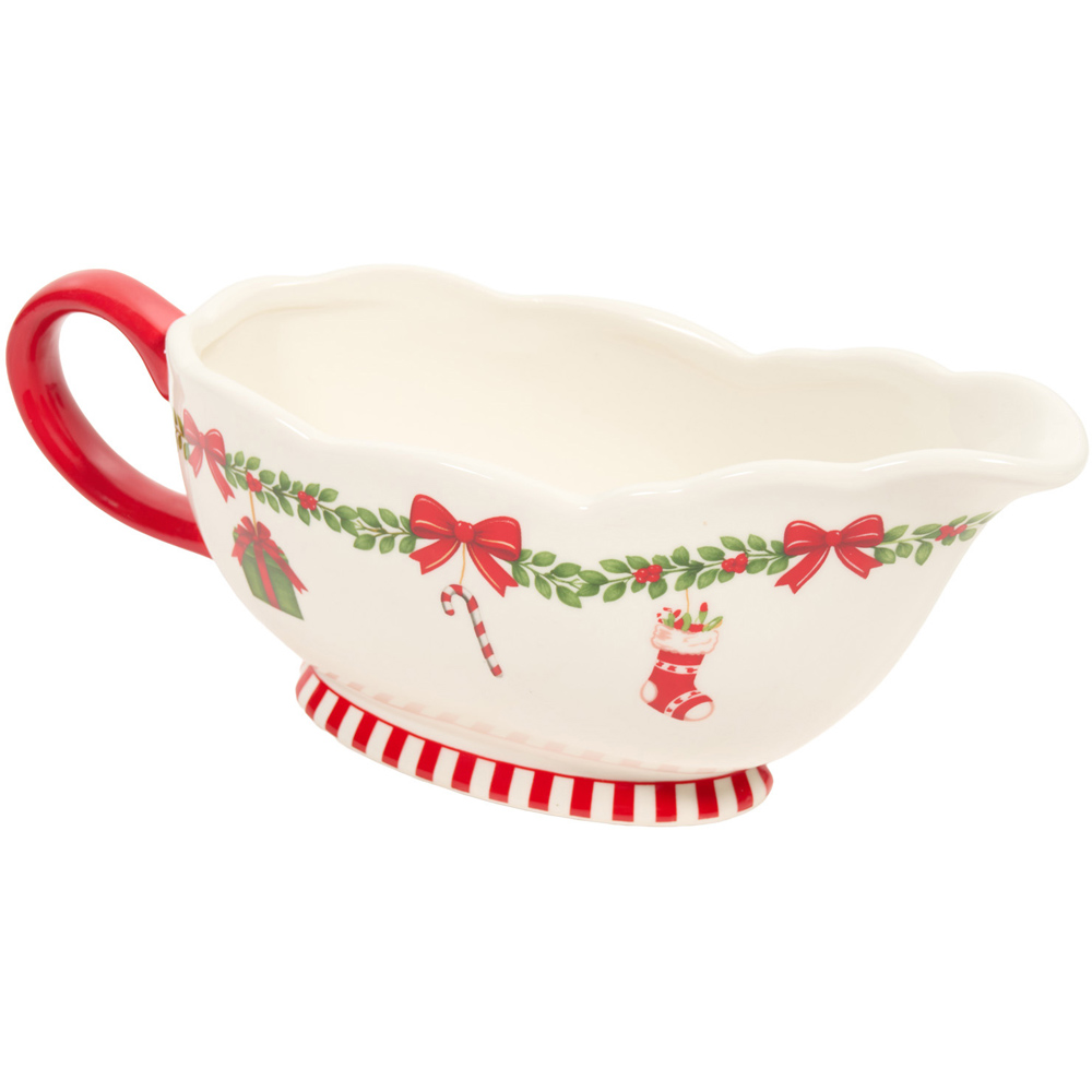 Christmas Print Gravy Boat Cream Image 4