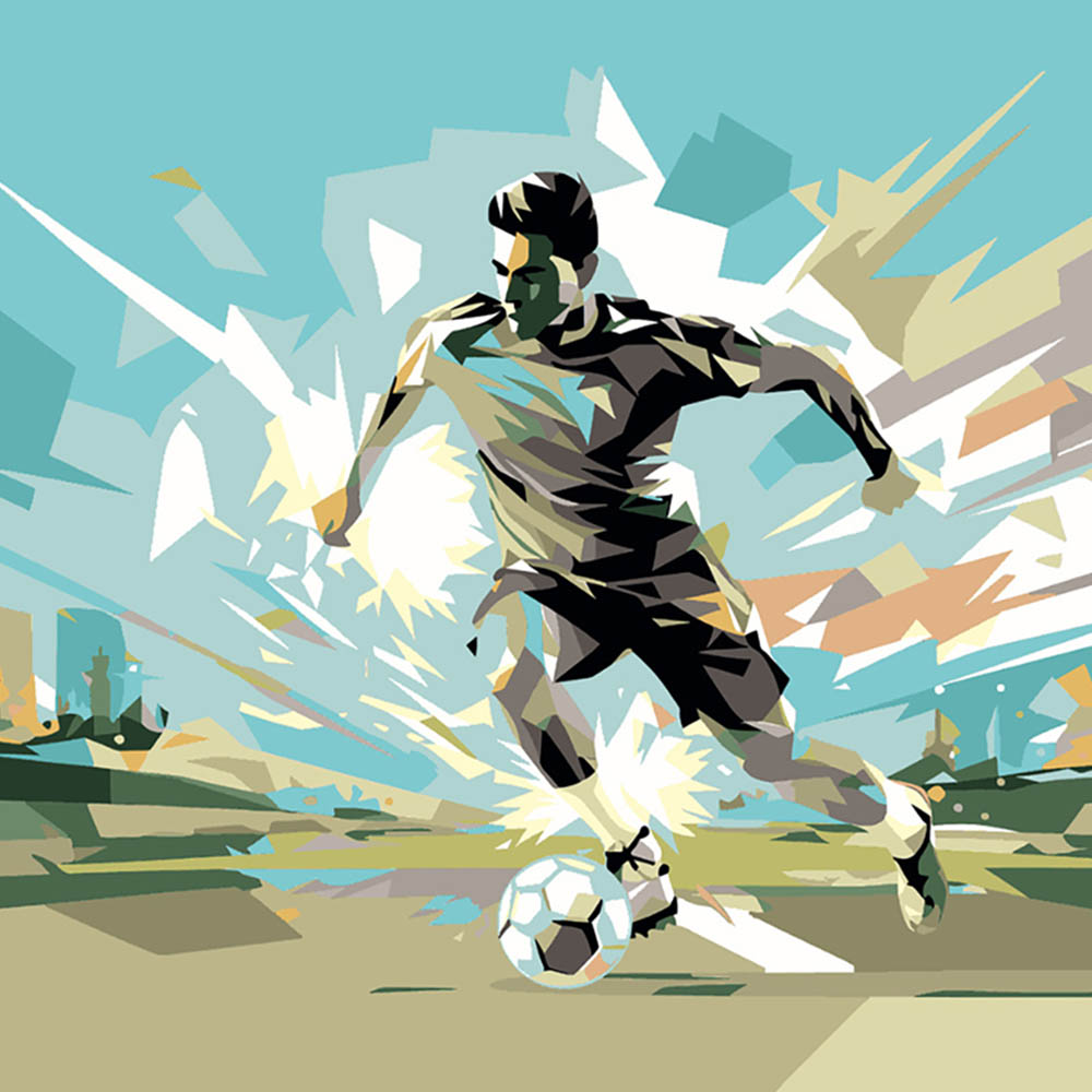 Origin Murals Football Player Abstract Landscape Blue Wall Mural Image 2