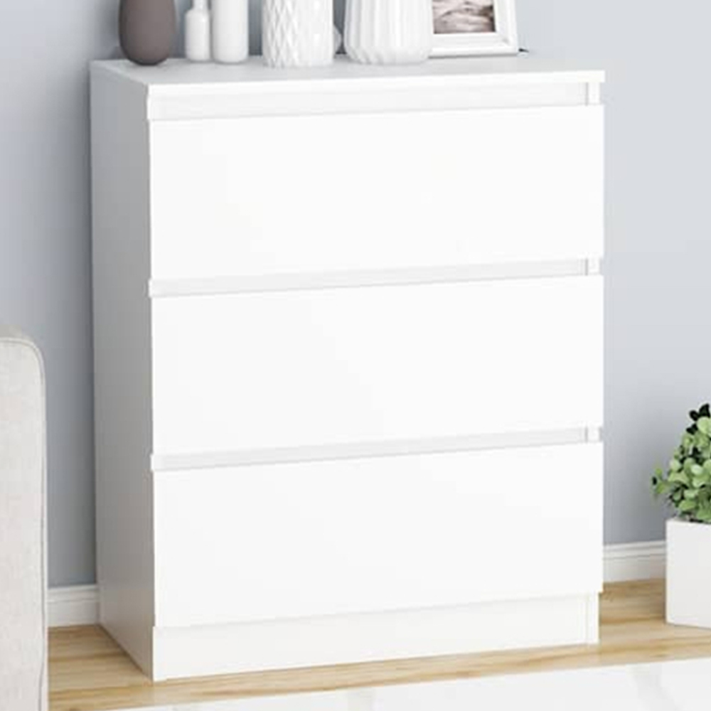vidaXL 3 Drawer White Sideboard Image 1