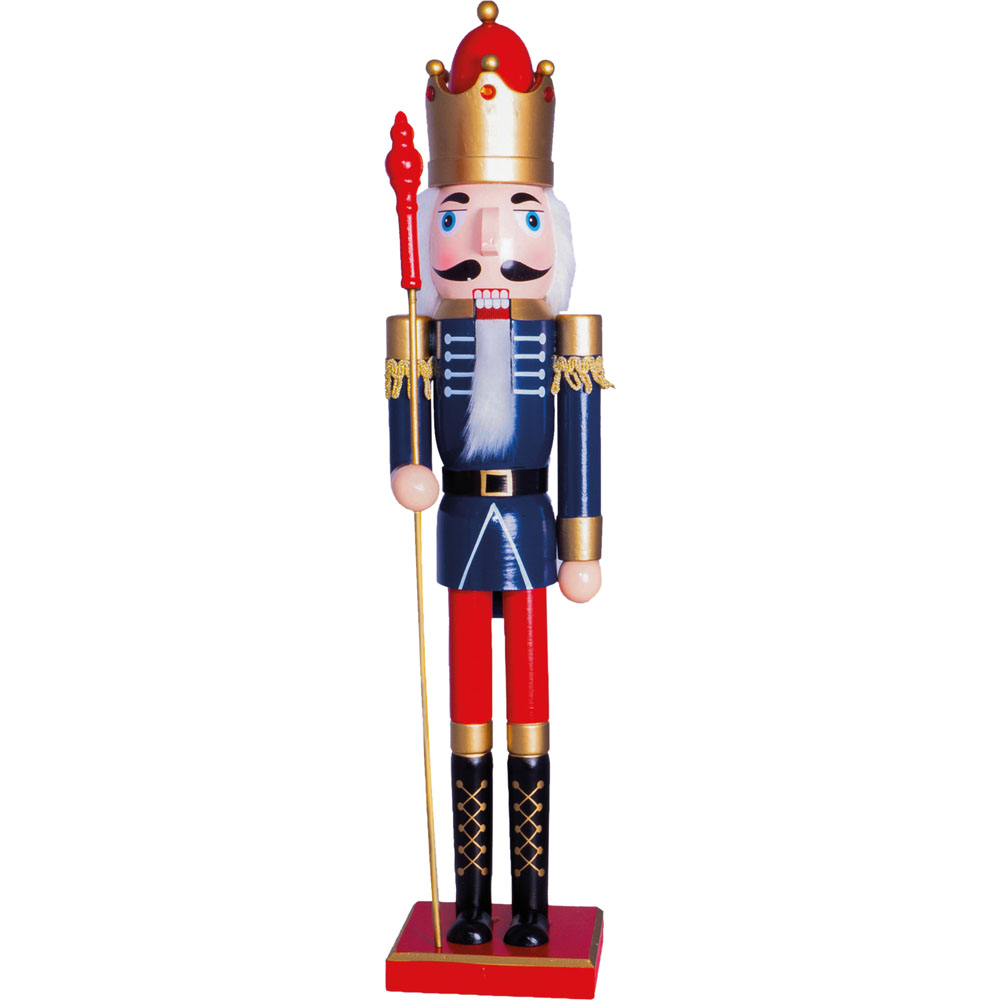 St Helens Blue and Red Christmas Nutcracker with Staff Image 1