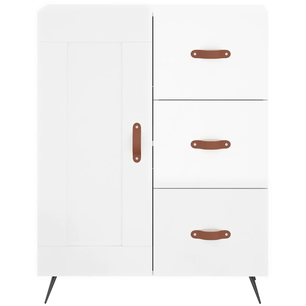 vidaXL Single Door 3 Drawer High Gloss White Sideboard Image 5