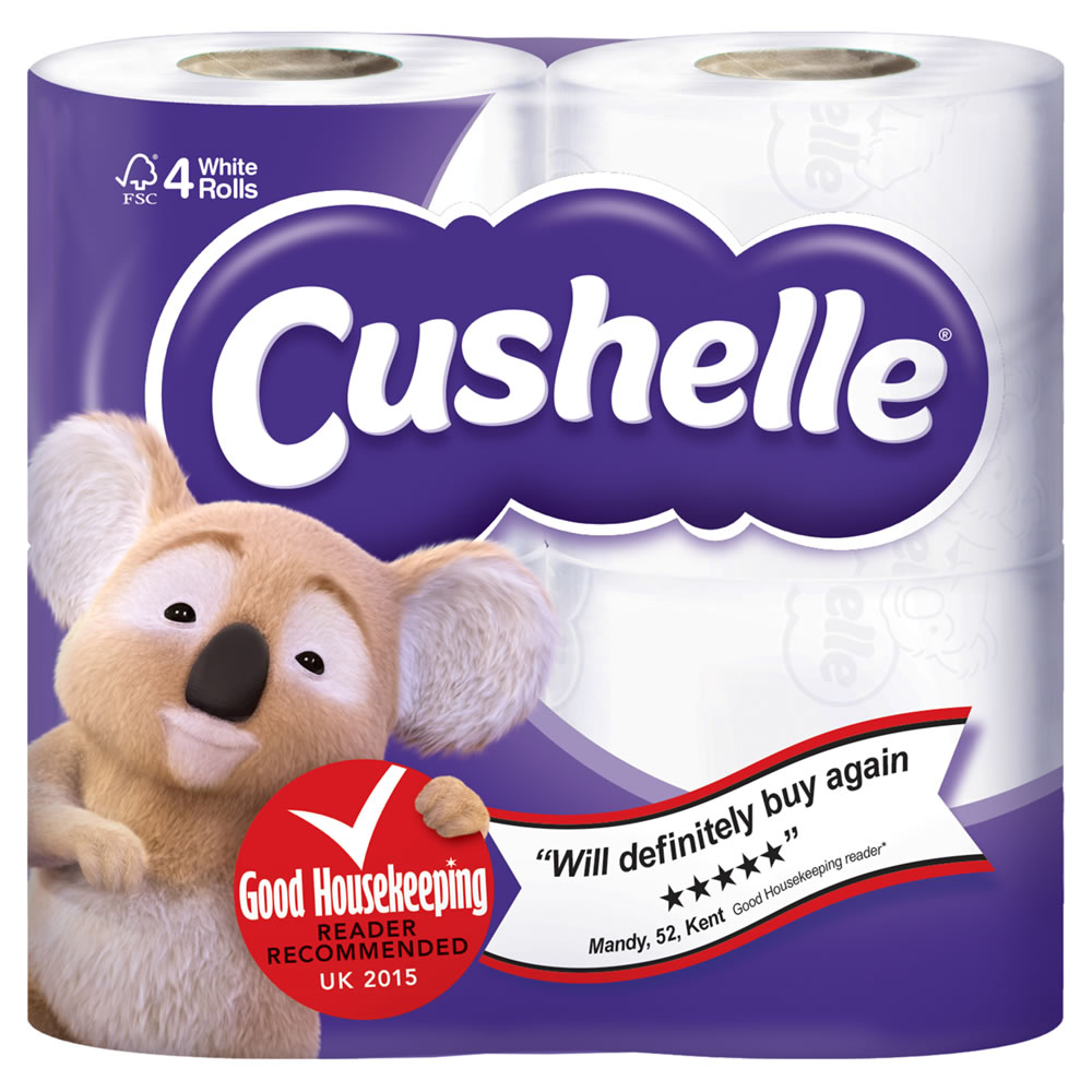 Cushelle Toilet Tissue White 4 Rolls 180 Sheets 2 Ply Image