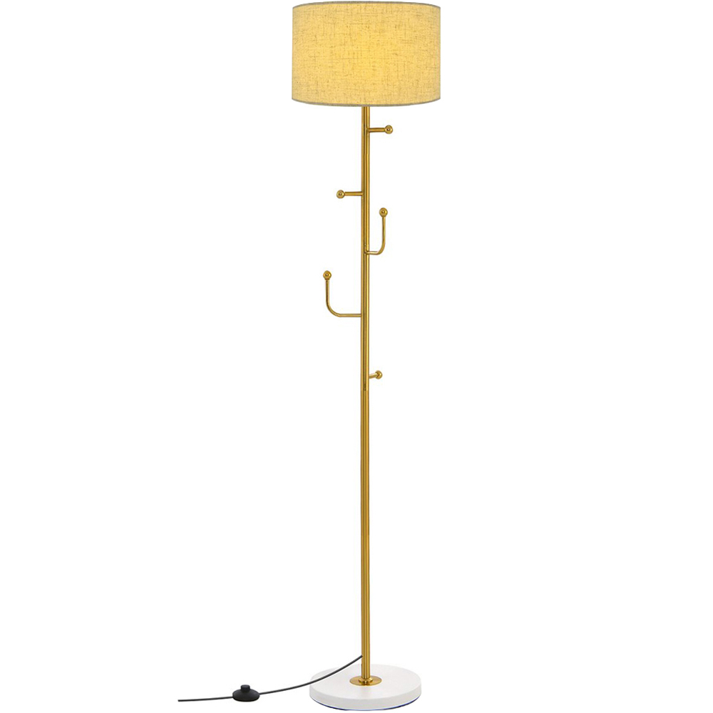 Costway Linen Lampshade Freestanding Floor Lamp with Coat Rack Image 1