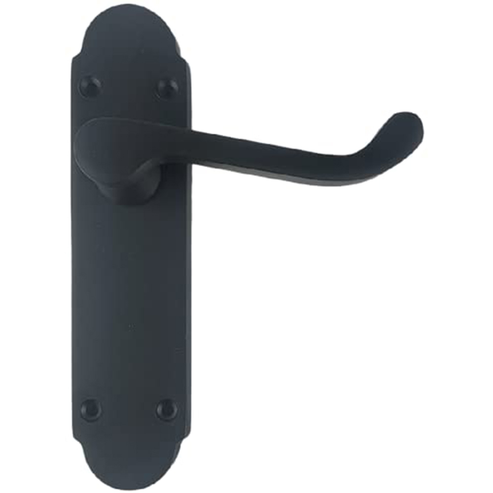 Golden Grace Matt Black Victorian Epsom Shaped Latch Door Handle Pair 168 x 40mm Image 3