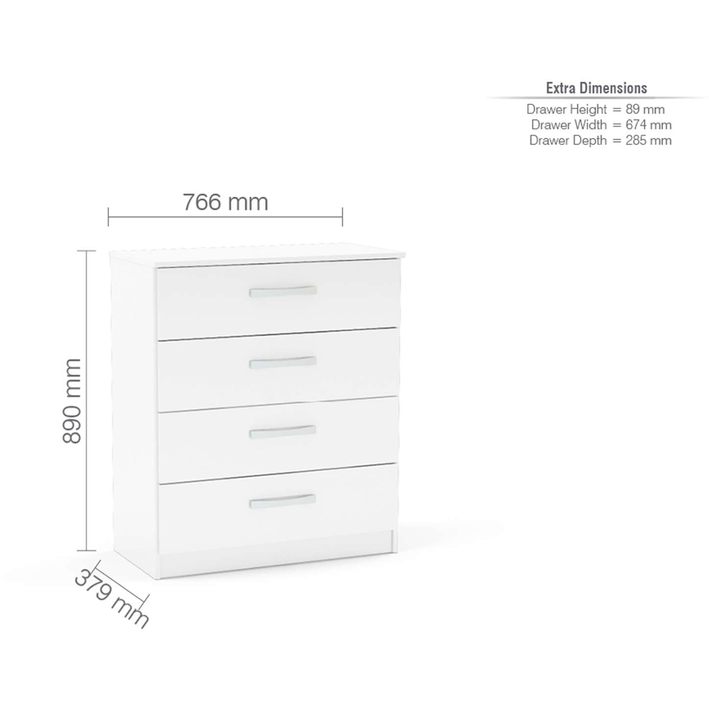 Birlea Lynx White 4 Piece Bedroom Furniture Set Image 6