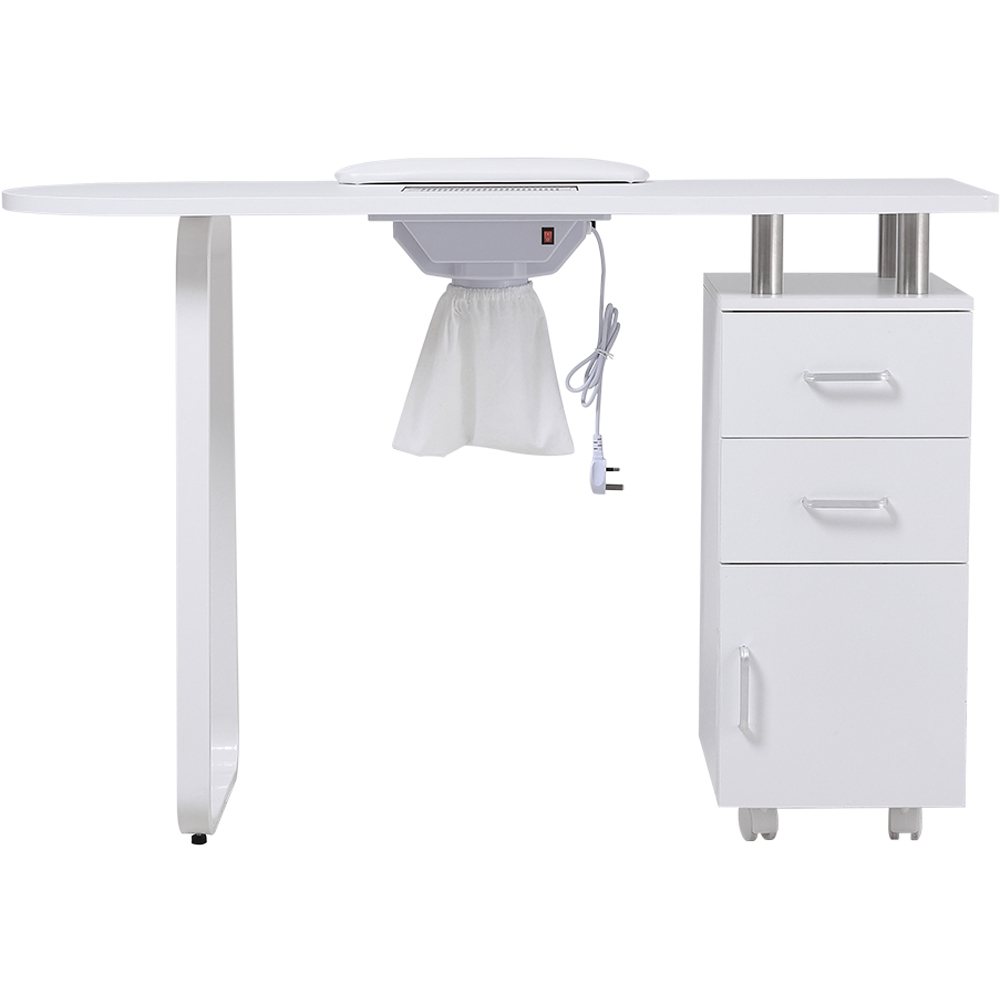 Living and Home Single Door 2 Drawer White Wooden Manicure Table with Dust Extractor Image 5