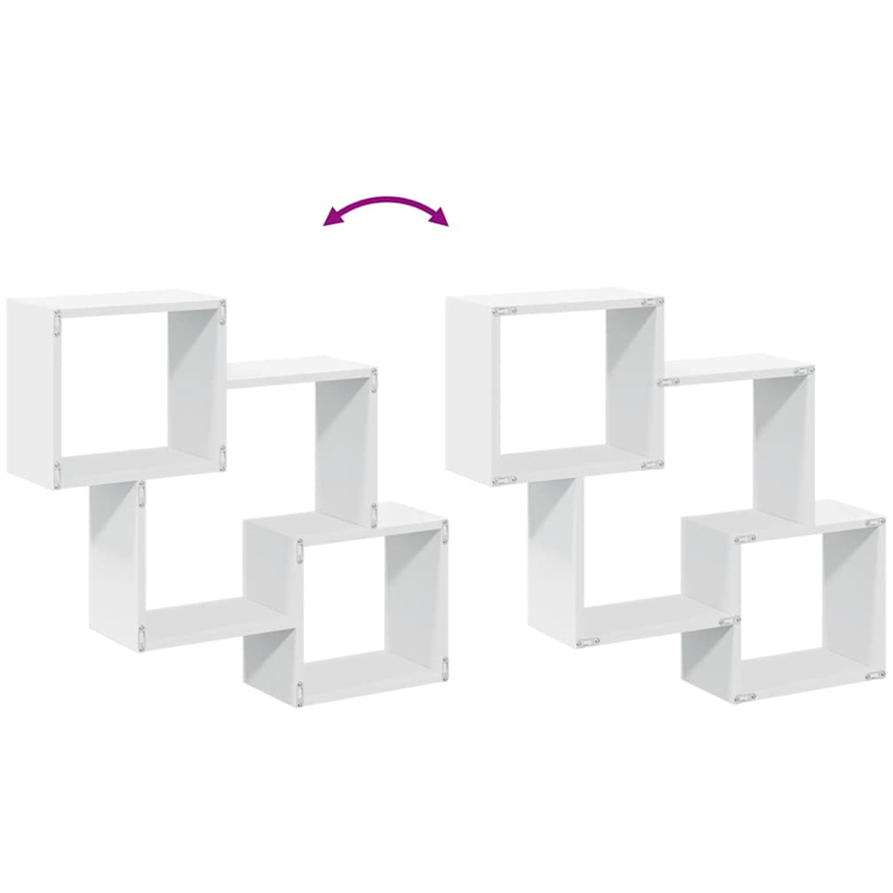 vidaXL 3 Shelf White Floating Wall Shelf Image 7