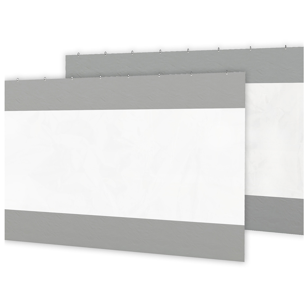 Outsunny 3 x 2m Grey Side Panels with Large Window 2 Pack Image 1