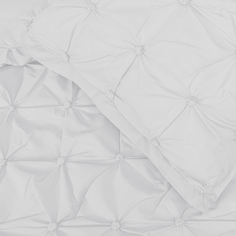 Smart Living Super King Size White Rouched Pleat Duvet Cover Set Image 4