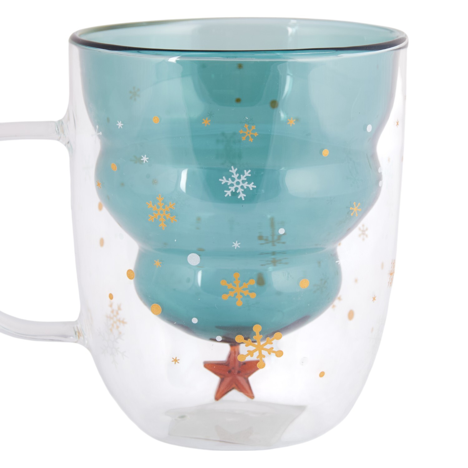 Christmas Tree Double Wall Glass Mug Green Image 1