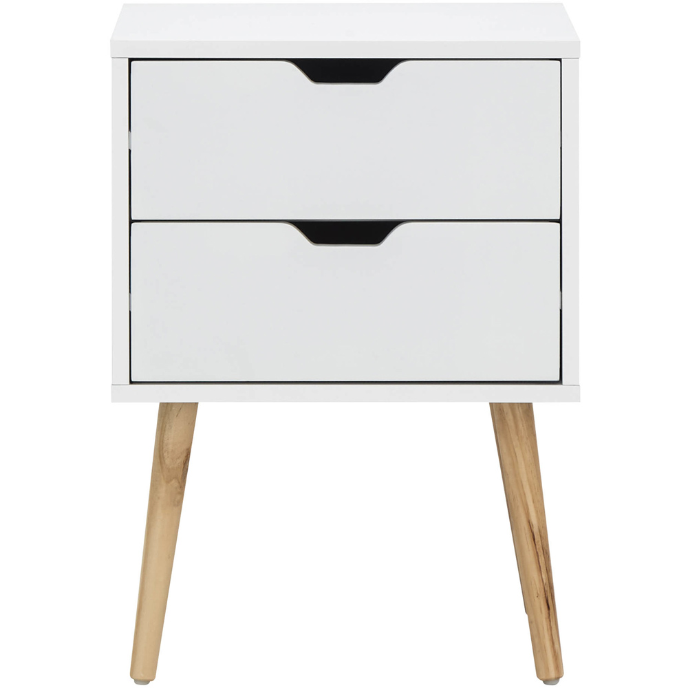GFW Nyborg 2 Drawer White Bedside Table Image 2