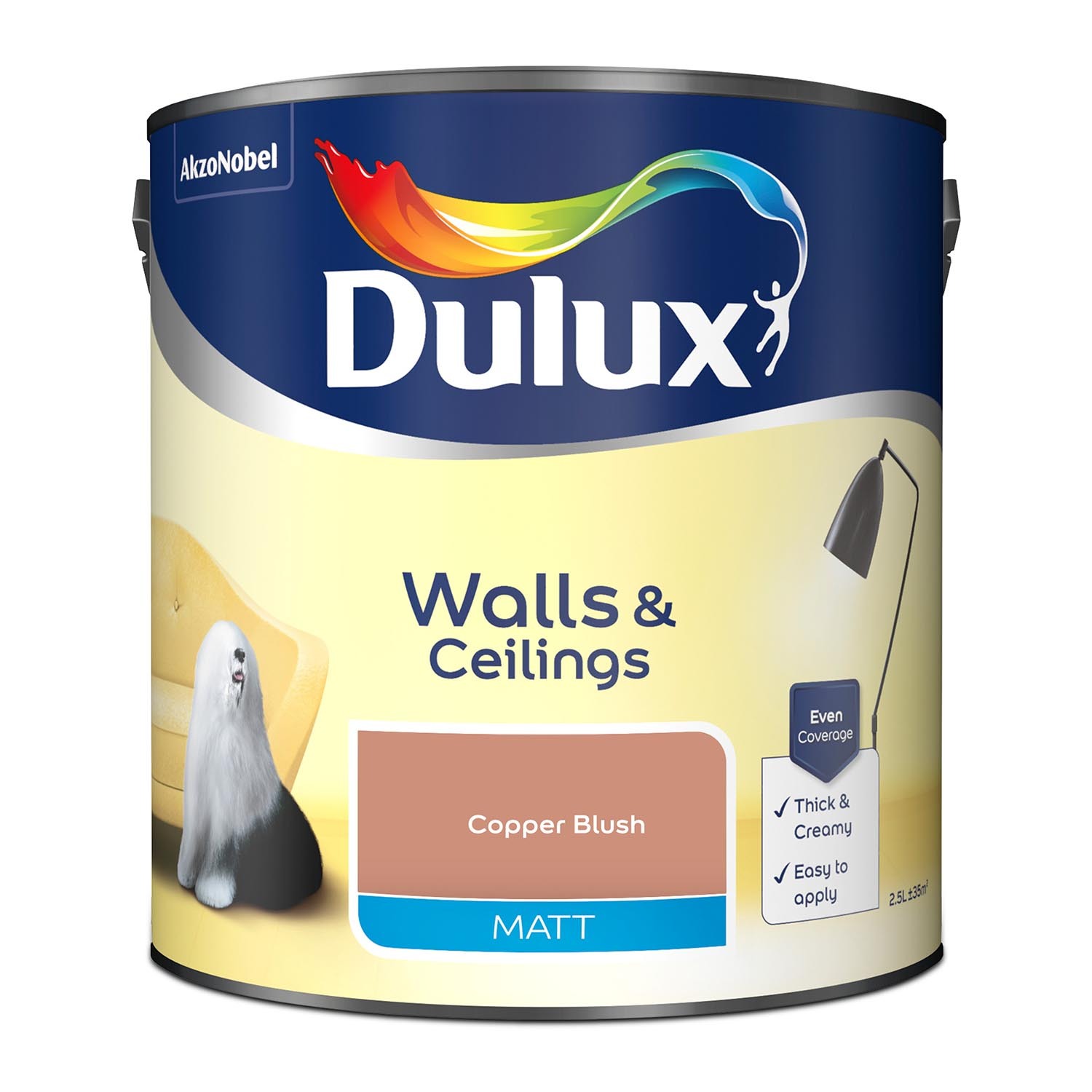 Dulux Walls & Ceilings Copper Blush Matt Emulsion Paint 2.5L Image 2
