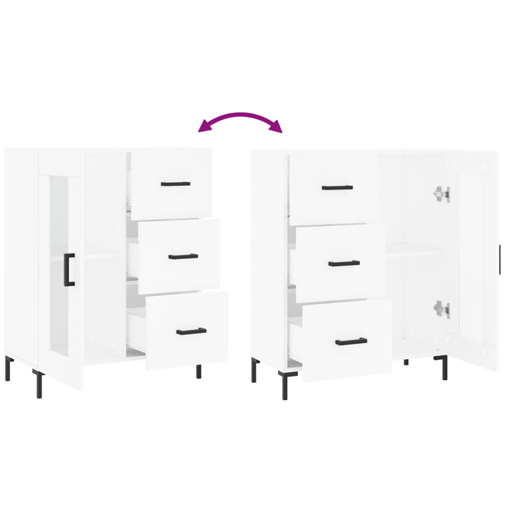 vidaXL Single Glass Door 3 Drawer White Sideboard Image 9