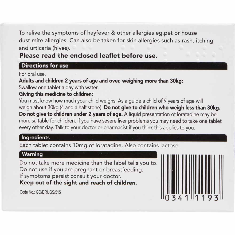 Bells Cetirizine Allergy Tablets 30s Wilko