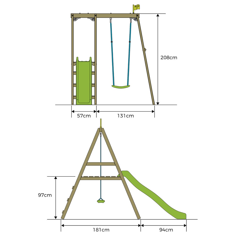 Tp Forest Multiplay Single Wooden Swing Set & Slide Image 4