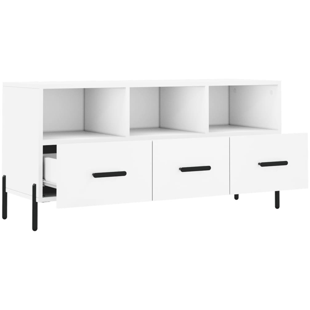 vidaXL 3 Drawer 3 Shelf White TV Cabinet Image 6
