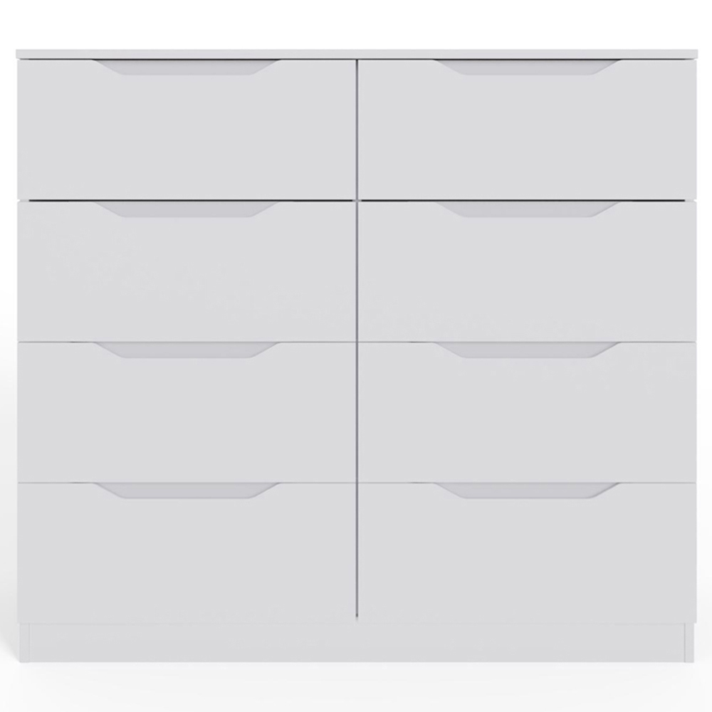 FWStyle Luno 8 Drawer White Modern Wide Chest of Drawers Image 3