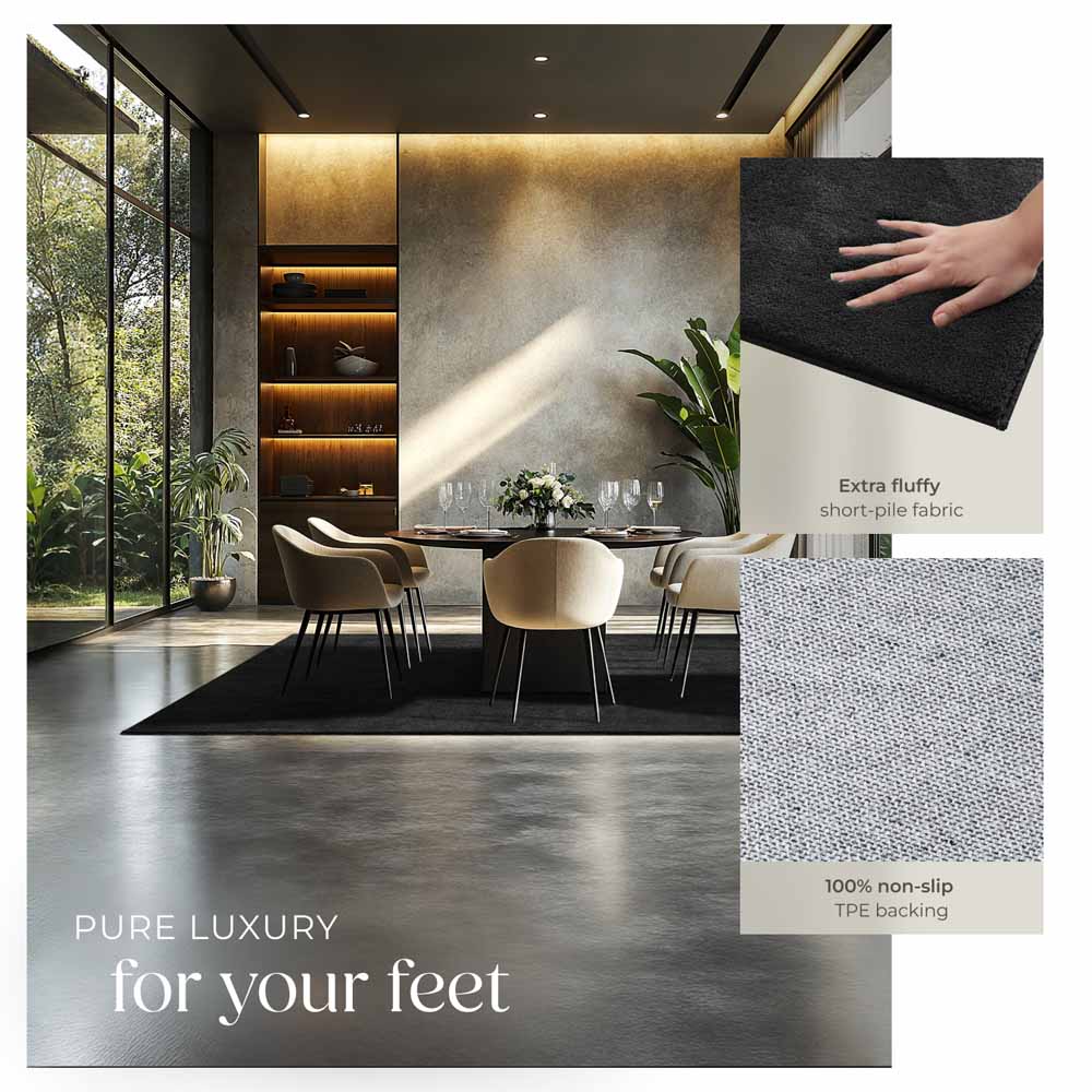 tectake Zonelle Black Short Pile Ultra Soft Rug 230 x 160cm Image 4