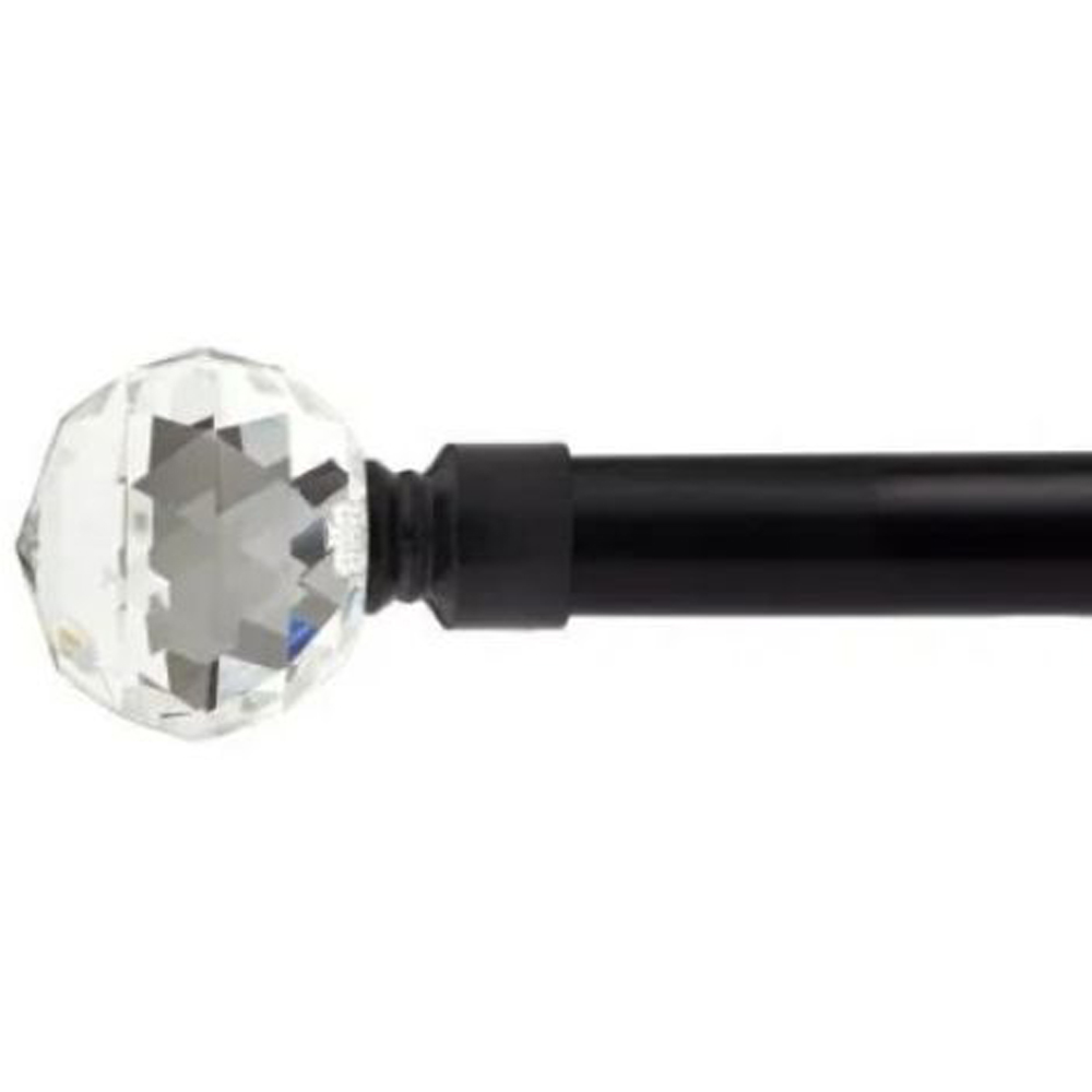 New Edge Blinds Cristalla 160-300cm Extendable Black Eyelet Metal Curtain Pole Set Image 1