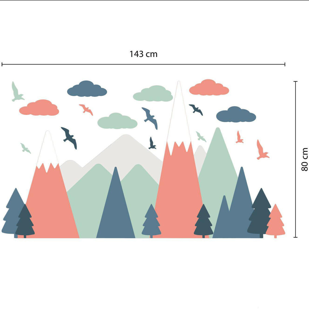 Walplus Kids Colourful Mountain Landscape Self Adhesive Wall Stickers Image 4