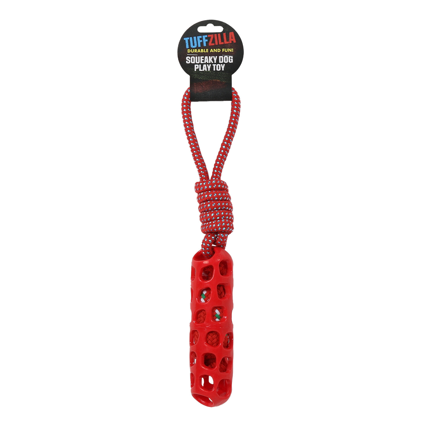 TPR Squeaky Rope Dog Toy with Handle Image 3