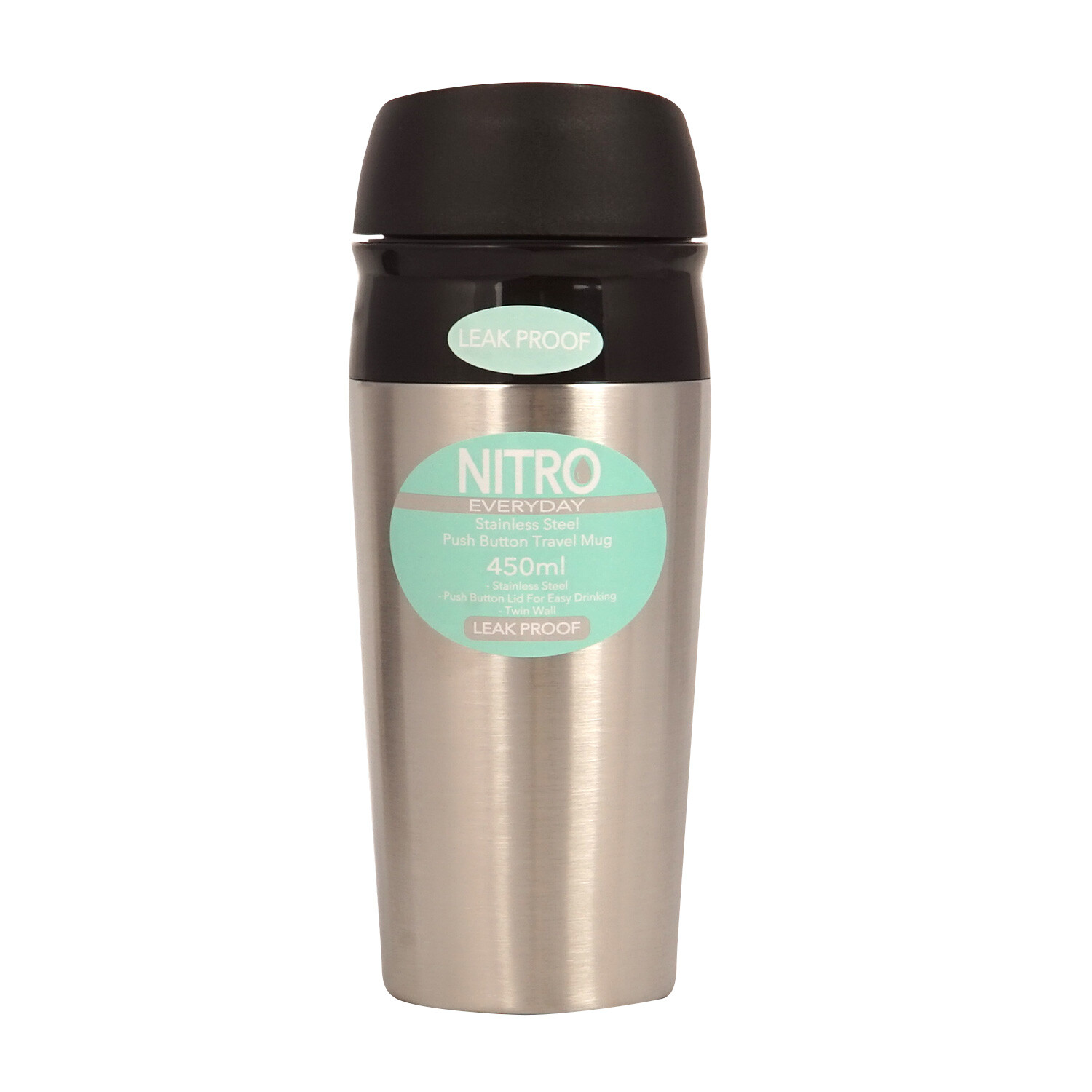 Nitro Silver Push Button Travel Mug Image 1