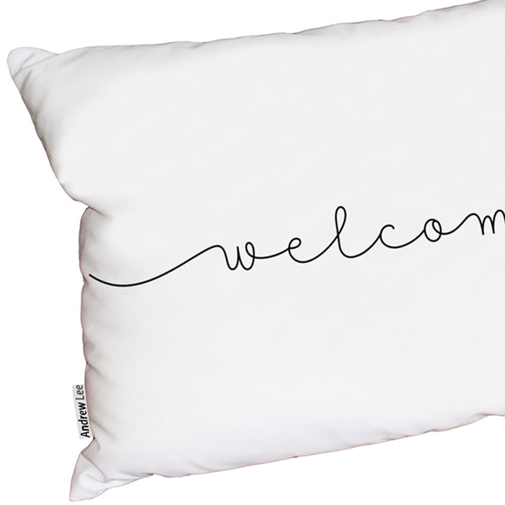 Benjamin Tate Design White Welcome Text Outdoor Cushion 45 x 30cm Image 2
