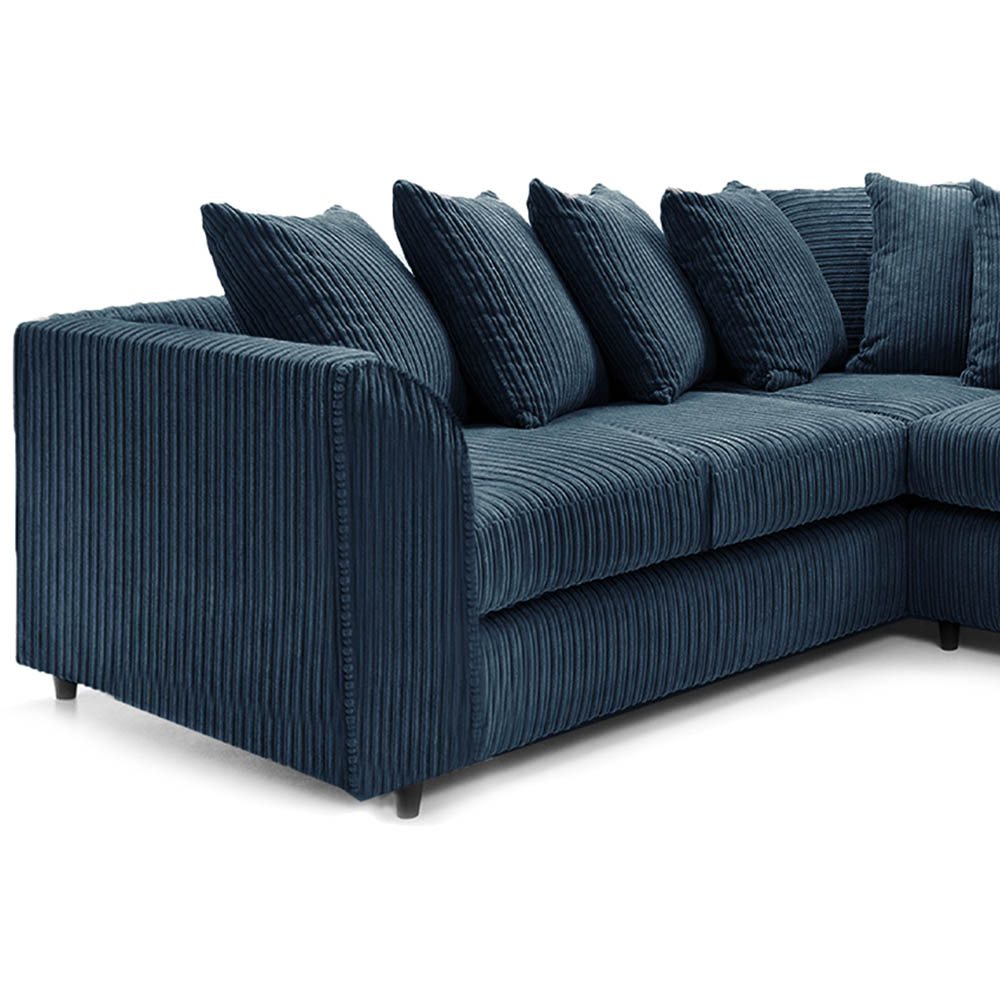 Luxor 5 Seater Navy Blue Jumbo Cord Scatter Back L Shaped Corner Sofa Set Image 3