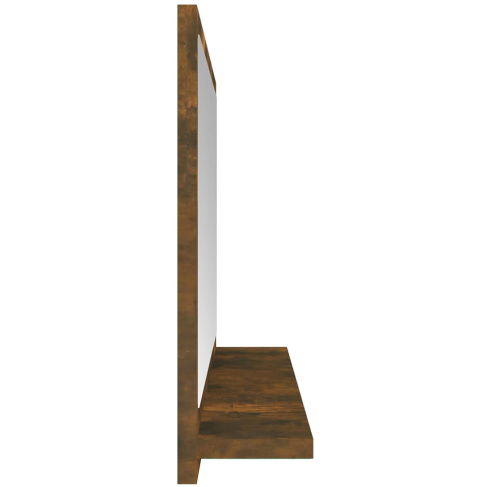 vidaXL Single Shelf Smoked Oak Wall Mounted Bathroom Mirror 40 x 37cm Image 4