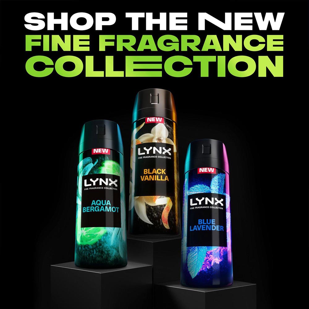 Lynx Fine Fragrance Collection Aqua Bergamot Deodorant Body Spray 150ml 30 Pack Image 9