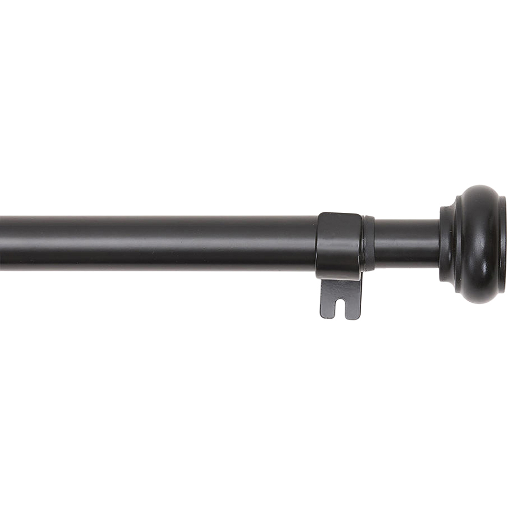 Living and Home 168-304cm Glossy Black Telescopic Curtain Pole with Brackets and Round Finial Image 5