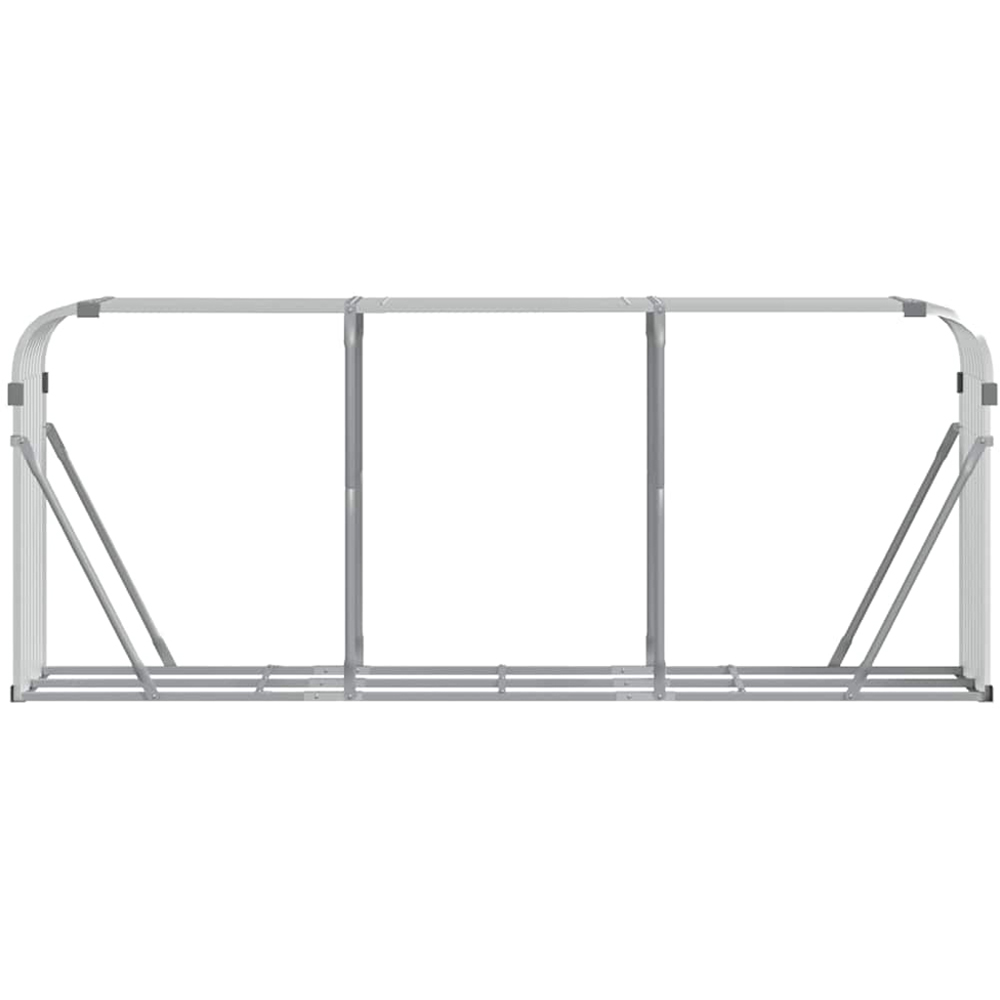 vidaXL Silver Galvanised Steel Firewood Log Holder 100 x 234 x 45cm Image 3