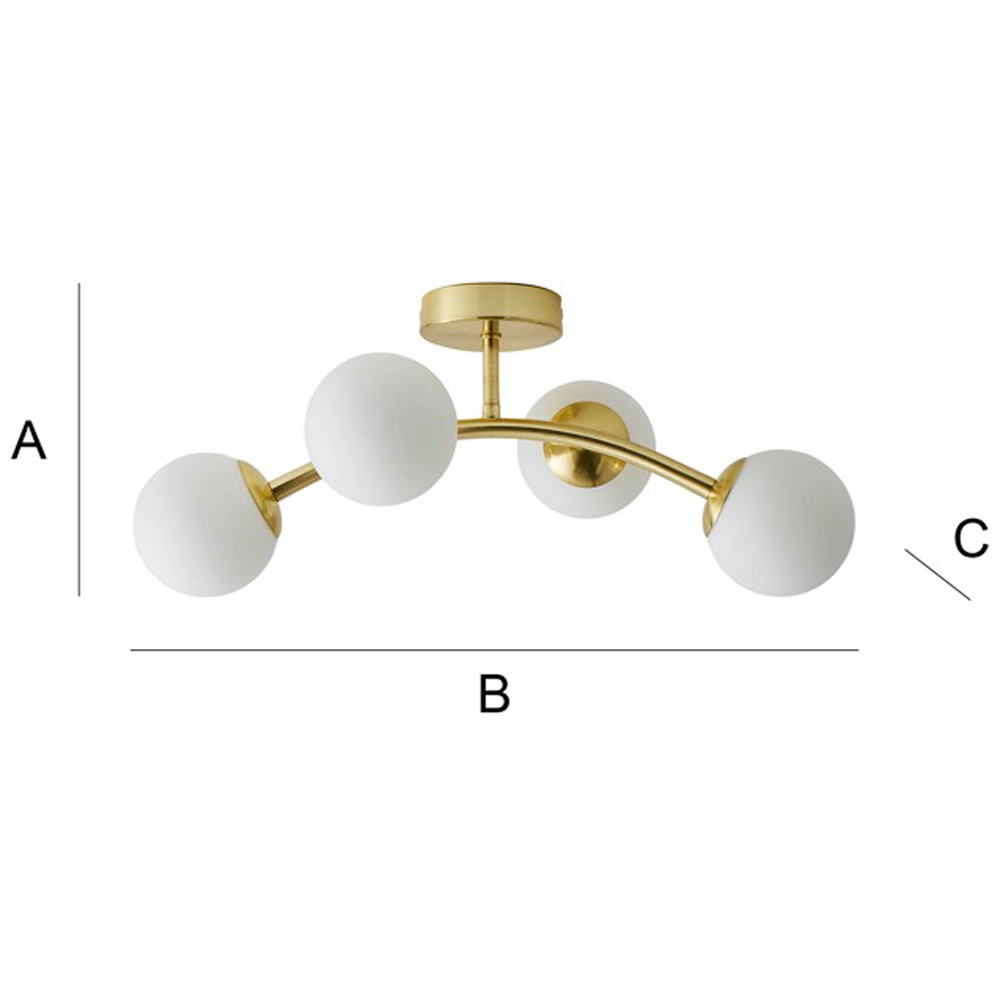 ValueLights Jas Gold 4 Way Opal White Frosted Glass Globe Shade LED Ceiling Light Image 8