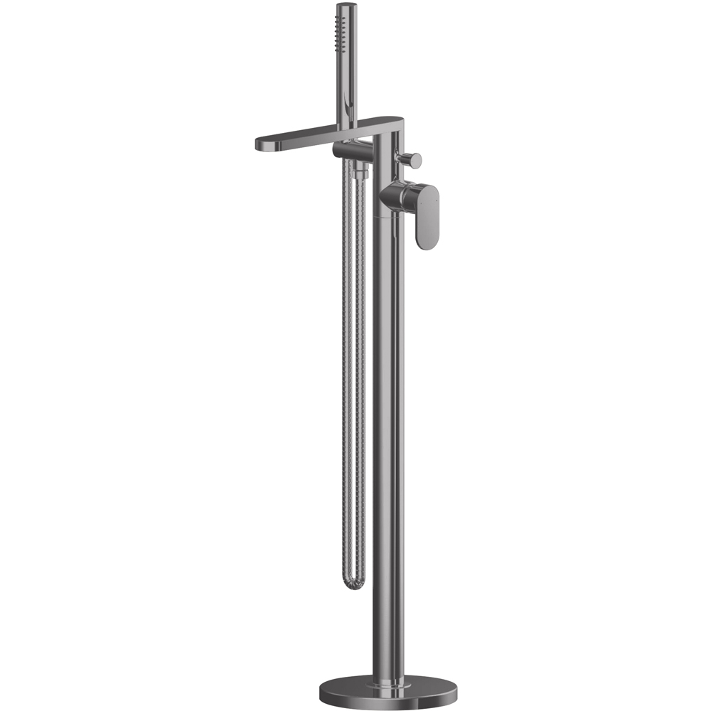 nuie Brushed Pewter Freestanding Bath Shower Mixer Image 1